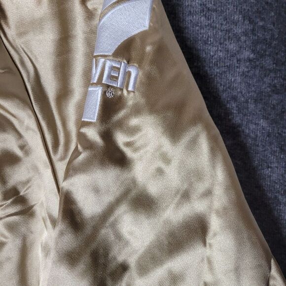 Molson Coors Augusta Sportswear Jacket Size S Gold Satin Snap Varsity Bomber - Picture 4 of 12